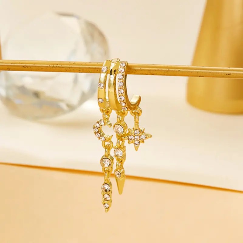 2PC 18k Celestial Drop Earrings