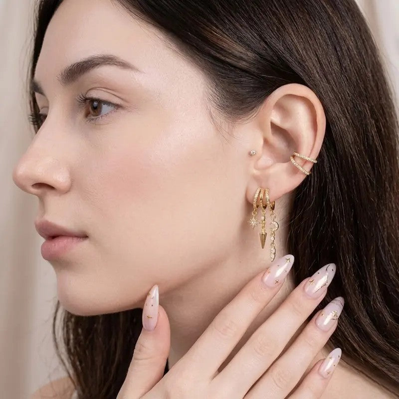 2PC 18k Celestial Drop Earrings