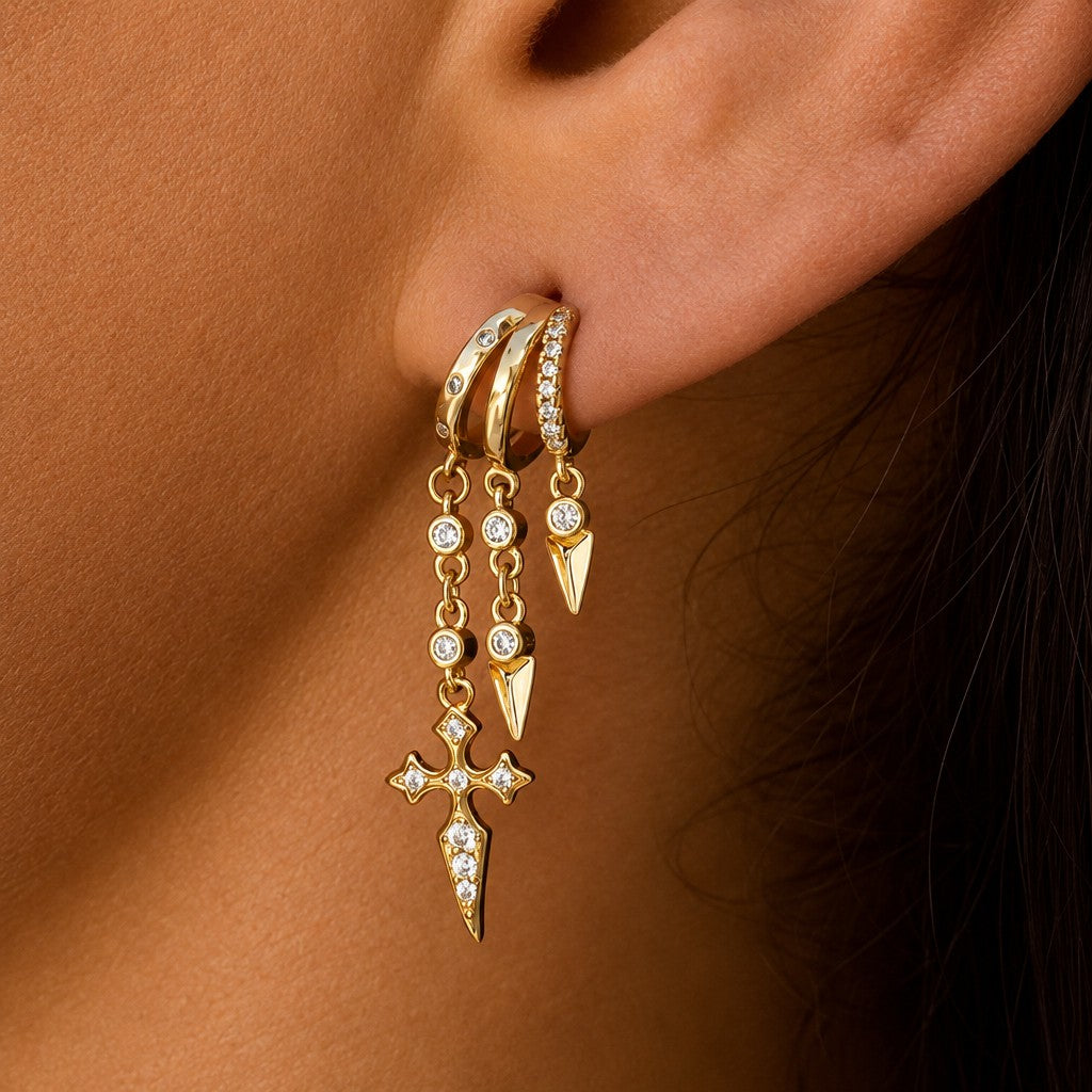 2PC 18k Celestial Drop Earrings