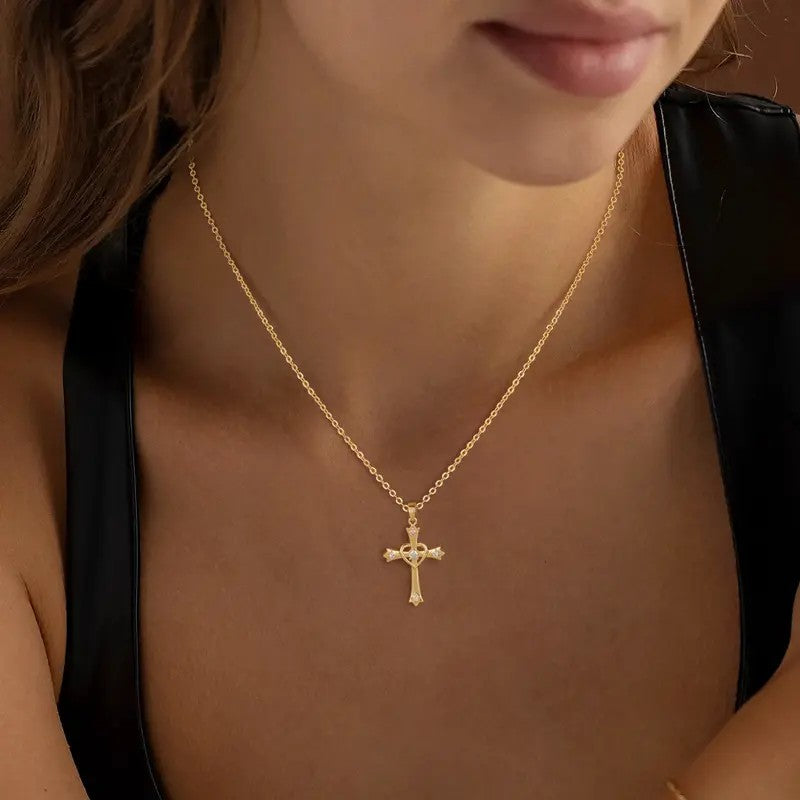 18k Classic Dainty Cross Necklace