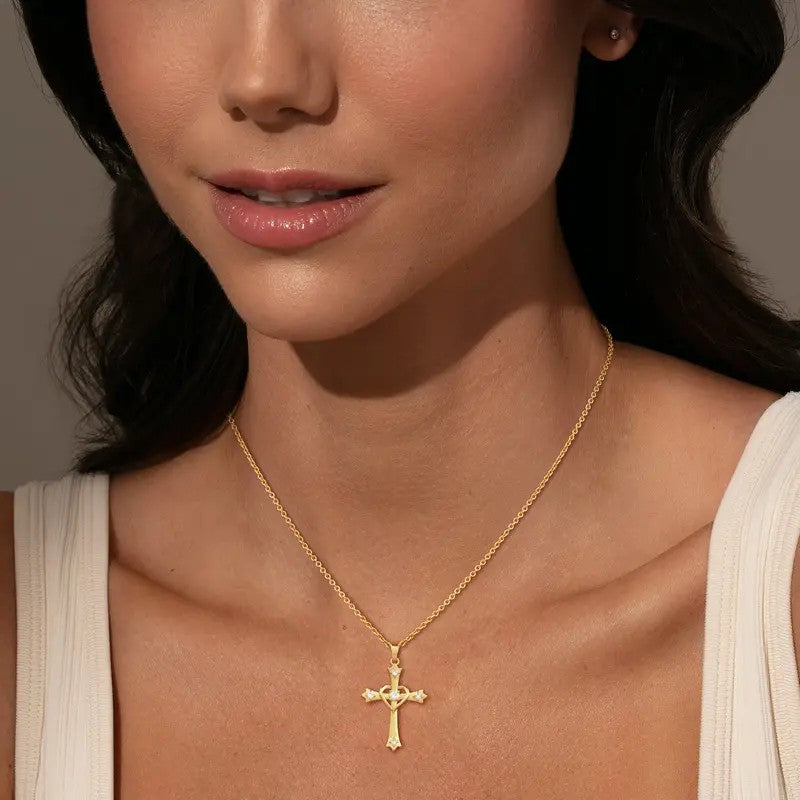 18k Classic Dainty Cross Necklace