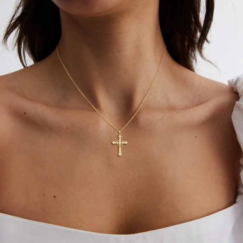 18k Classic Dainty Cross Necklace