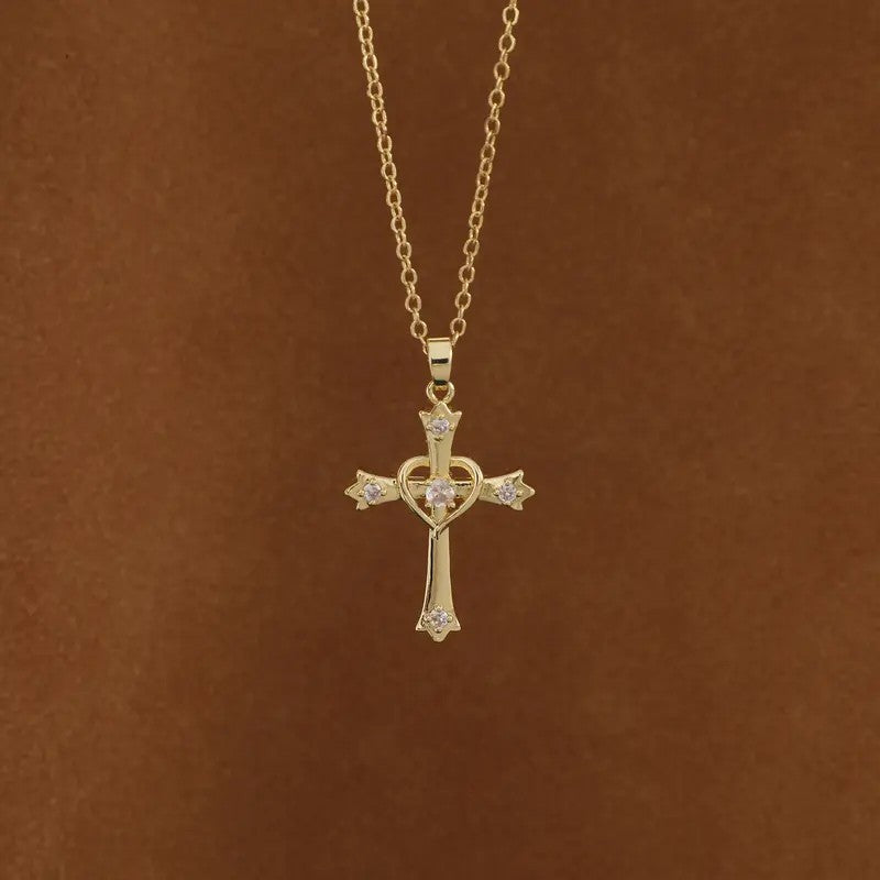 18k Classic Dainty Cross Necklace