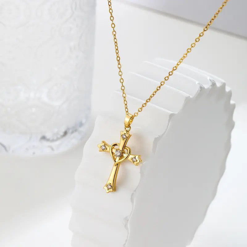 18k Classic Dainty Cross Necklace