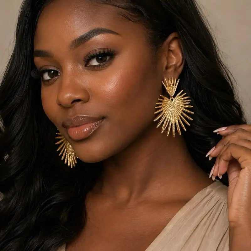 18k Elegant Flower Drop Earrings
