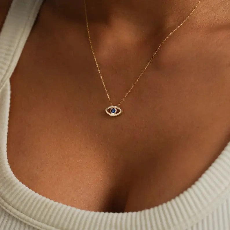 18k Minimal Evil Eye Necklace