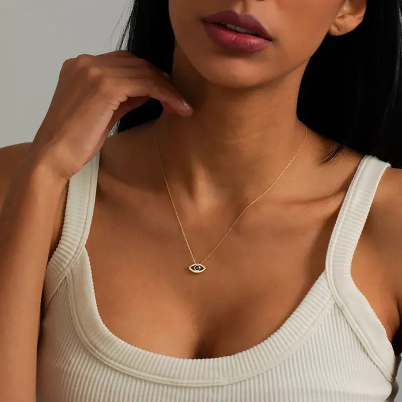 18k Minimal Evil Eye Necklace