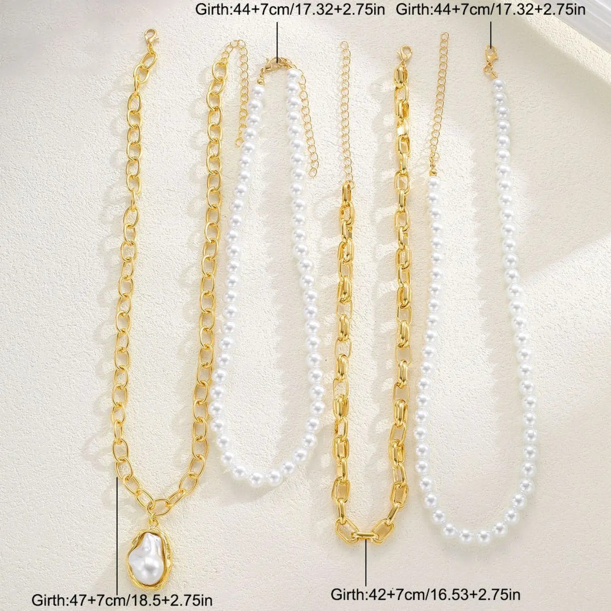 4PC Vintage Pearl Layered Necklace Set