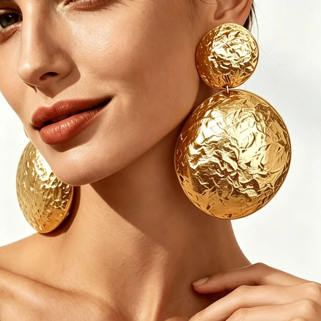 Textured Round Drop Earrings