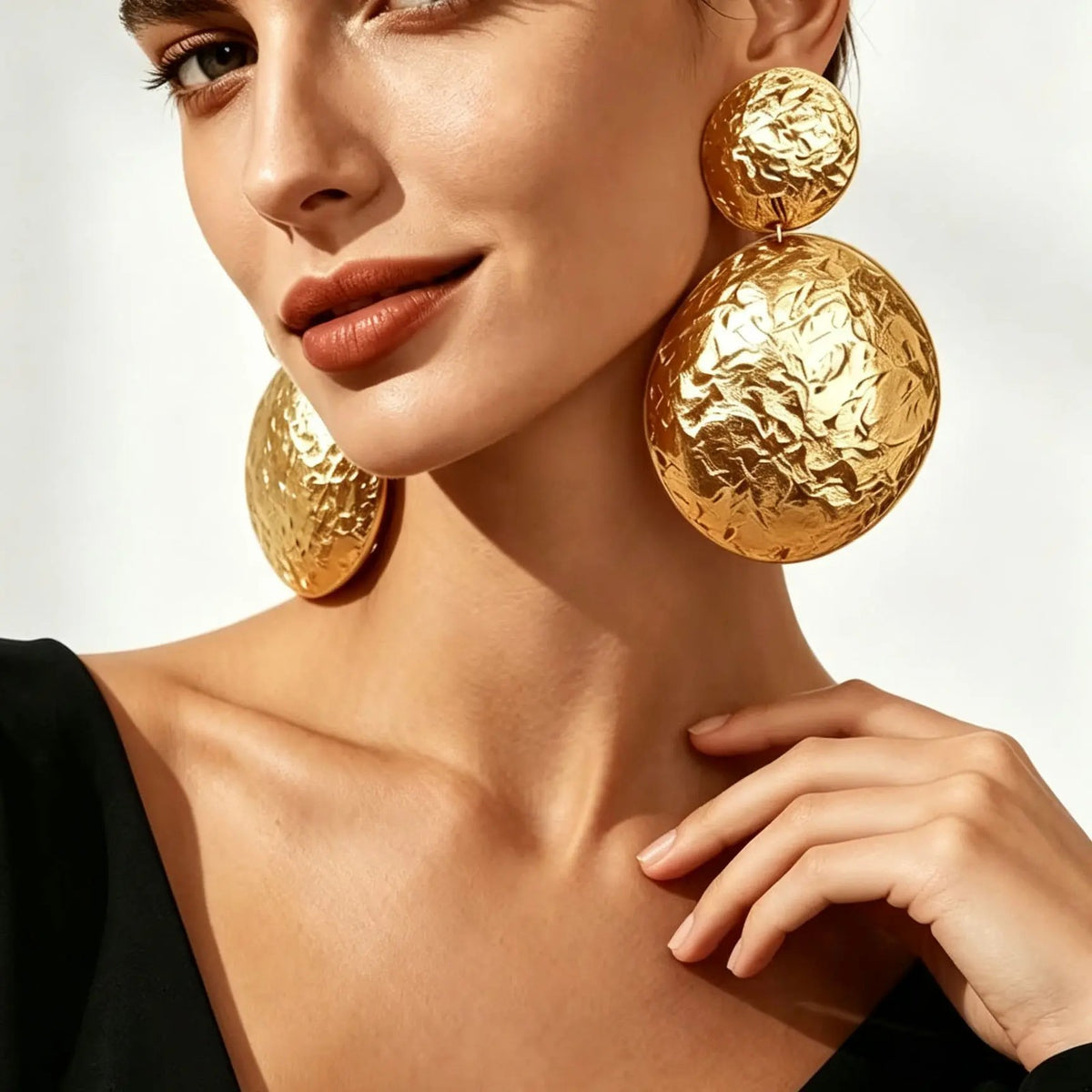 Textured Round Drop Earrings