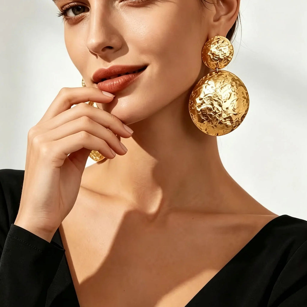 Textured Round Drop Earrings