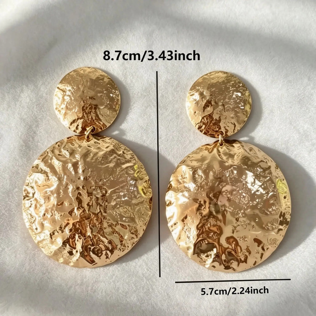 Textured Round Drop Earrings