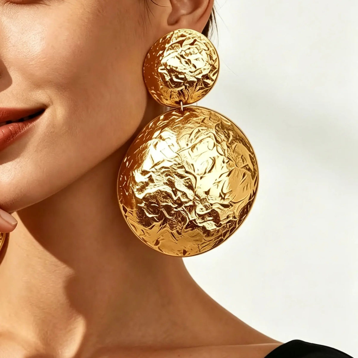 Textured Round Drop Earrings