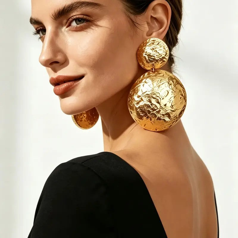 Textured Round Drop Earrings