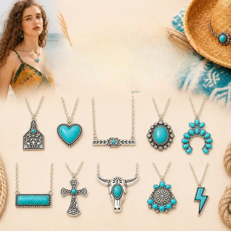 10PC Boho Western Necklace Set