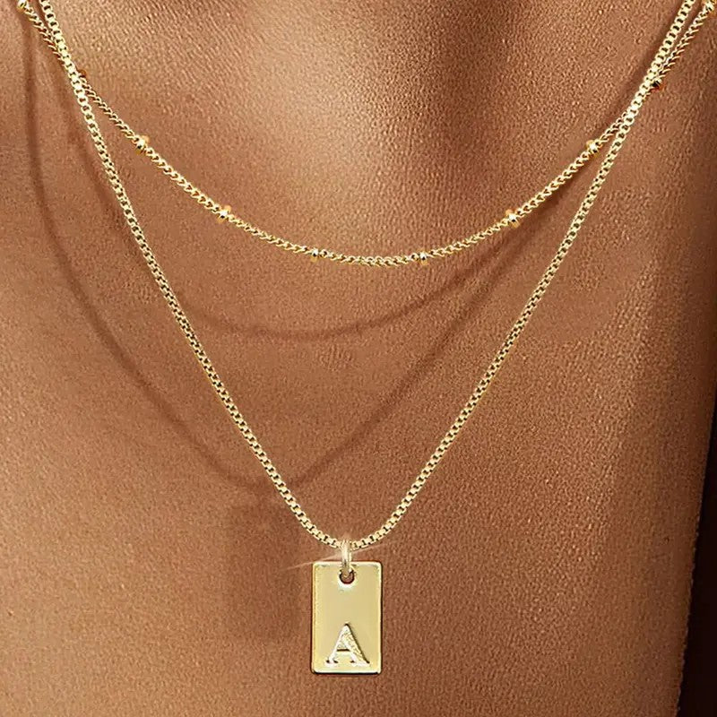 18k Dainty Initial Layered Necklace