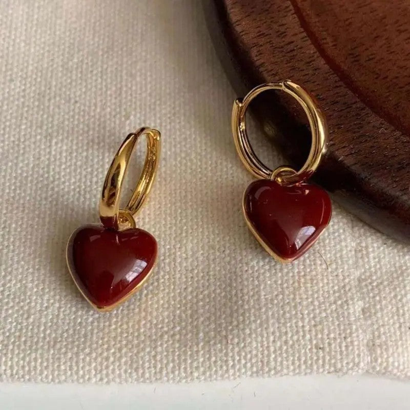 18k Elegant Heart Hoop Earrings