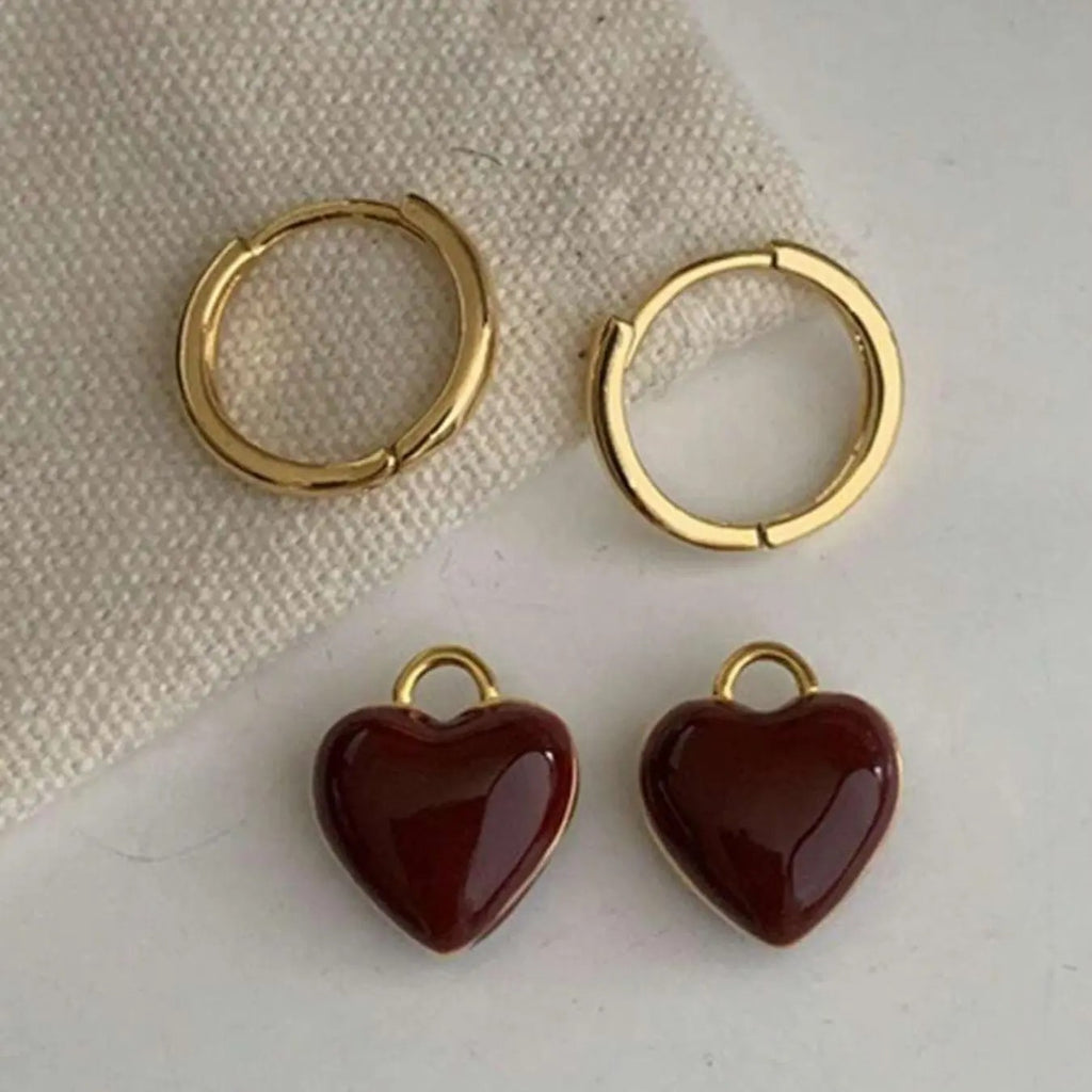 18k Elegant Heart Hoop Earrings