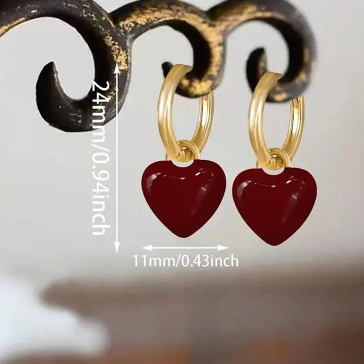 18k Elegant Heart Hoop Earrings