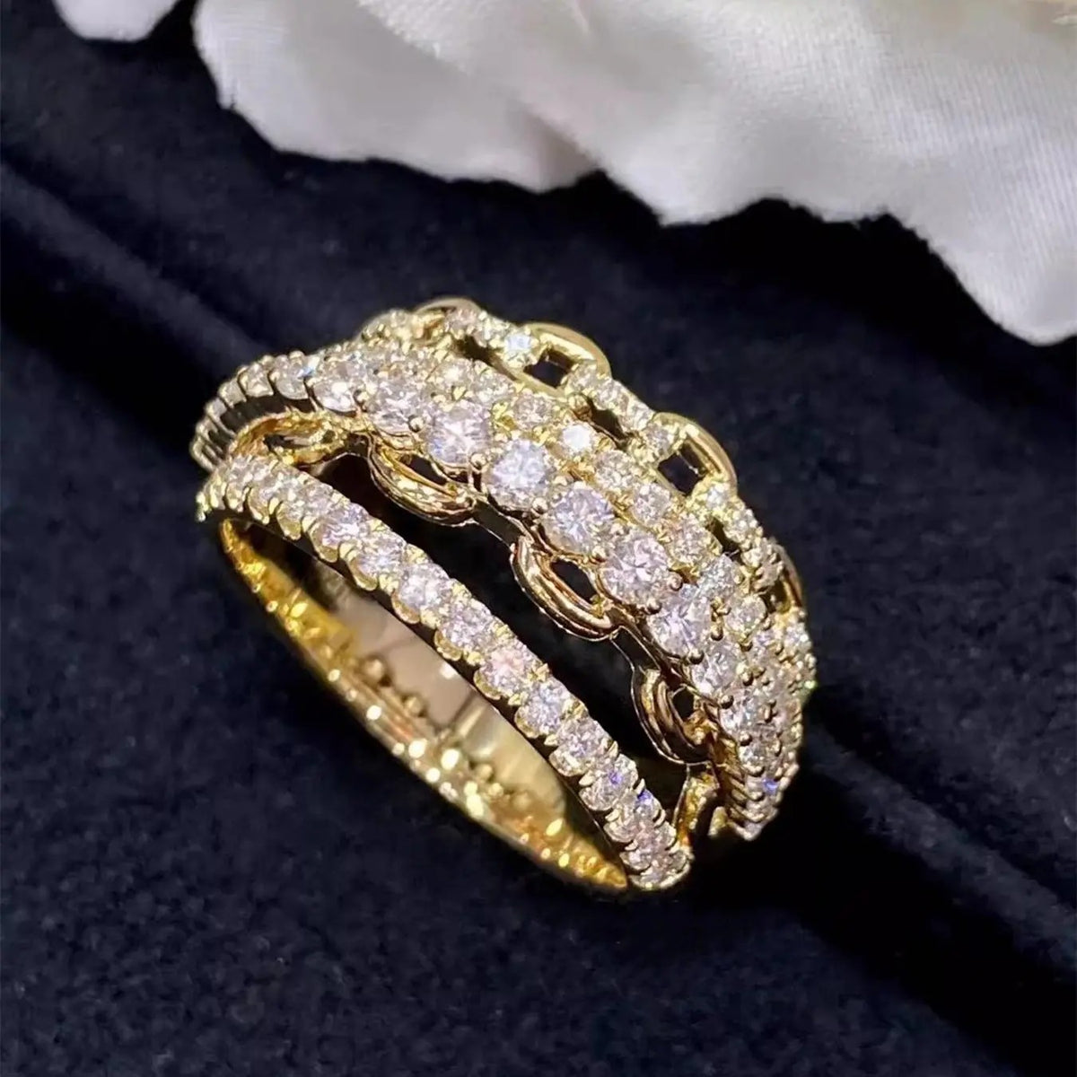 18k Elegant Crystal Stack Ring