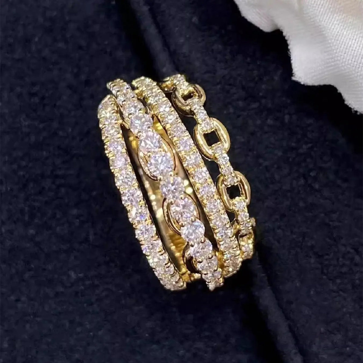18k Elegant Crystal Stack Ring