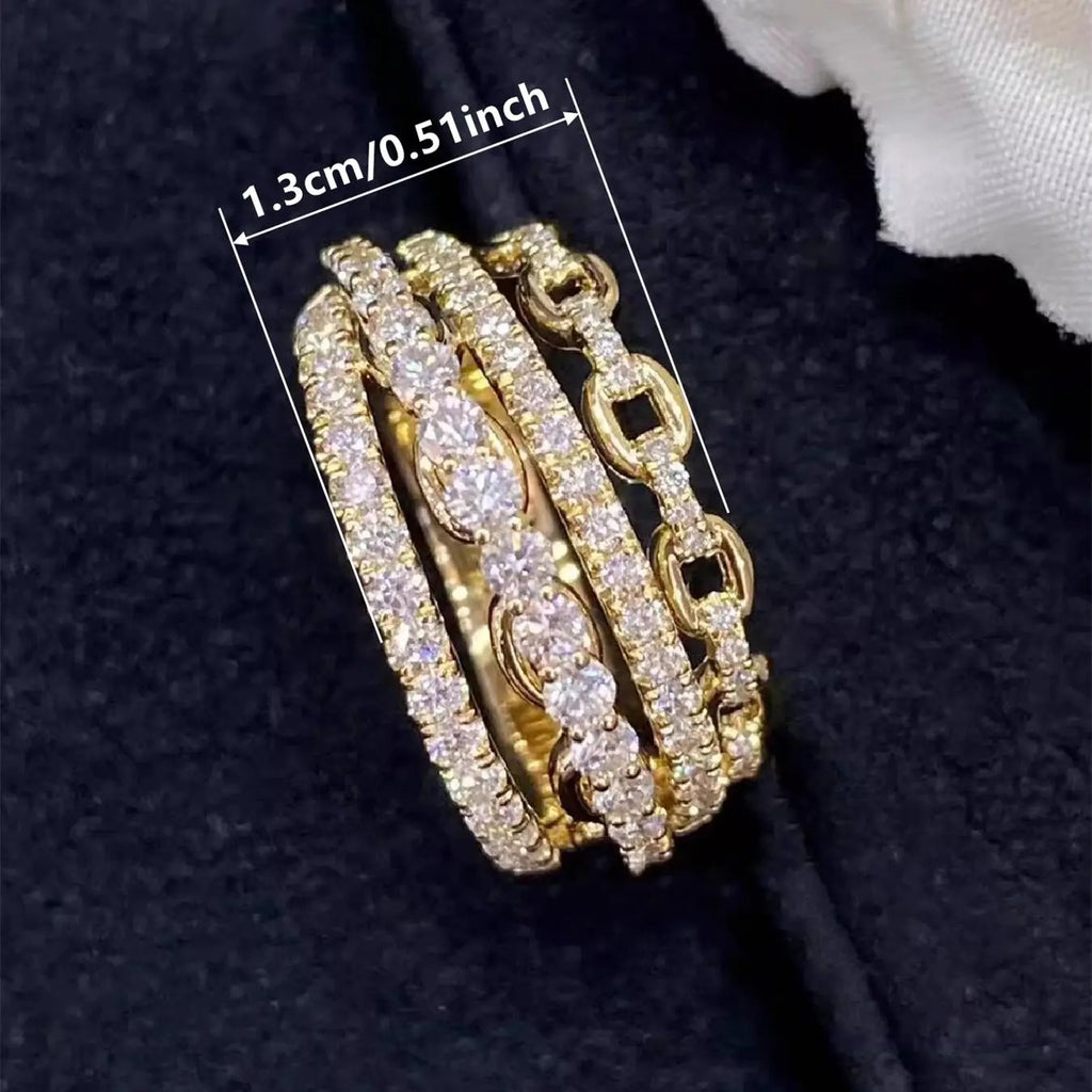 18k Elegant Crystal Stack Ring