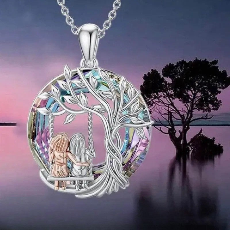 Iridescent Sisters Swing Necklace