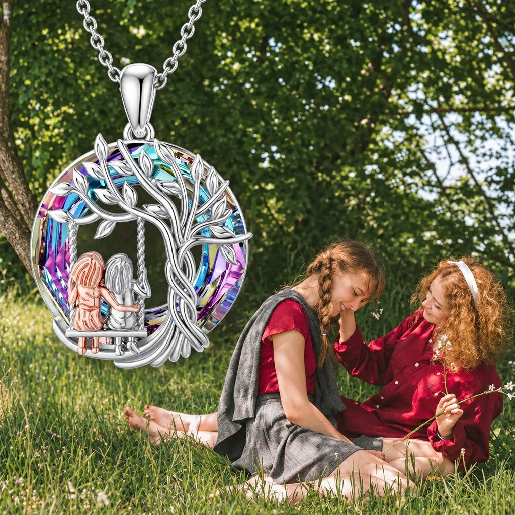 Iridescent Sisters Swing Necklace
