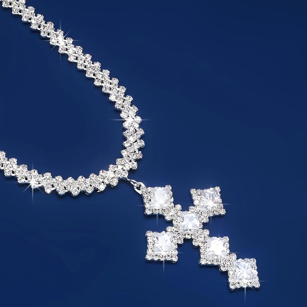 Elegant Rhinestone Cross Necklace