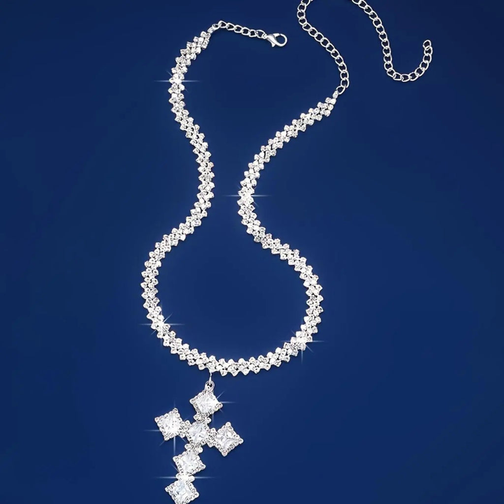 Elegant Rhinestone Cross Necklace