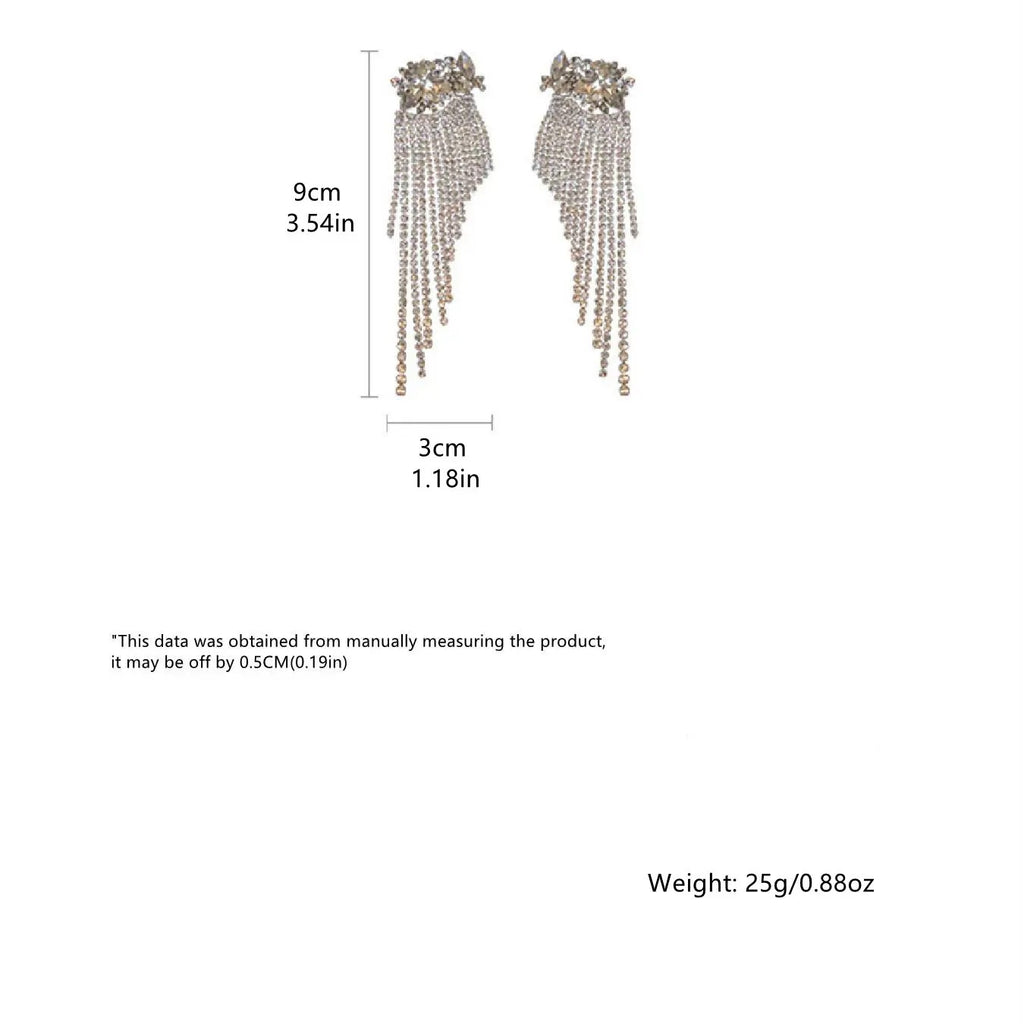 Elegant Rhinestone Tassel Earrings