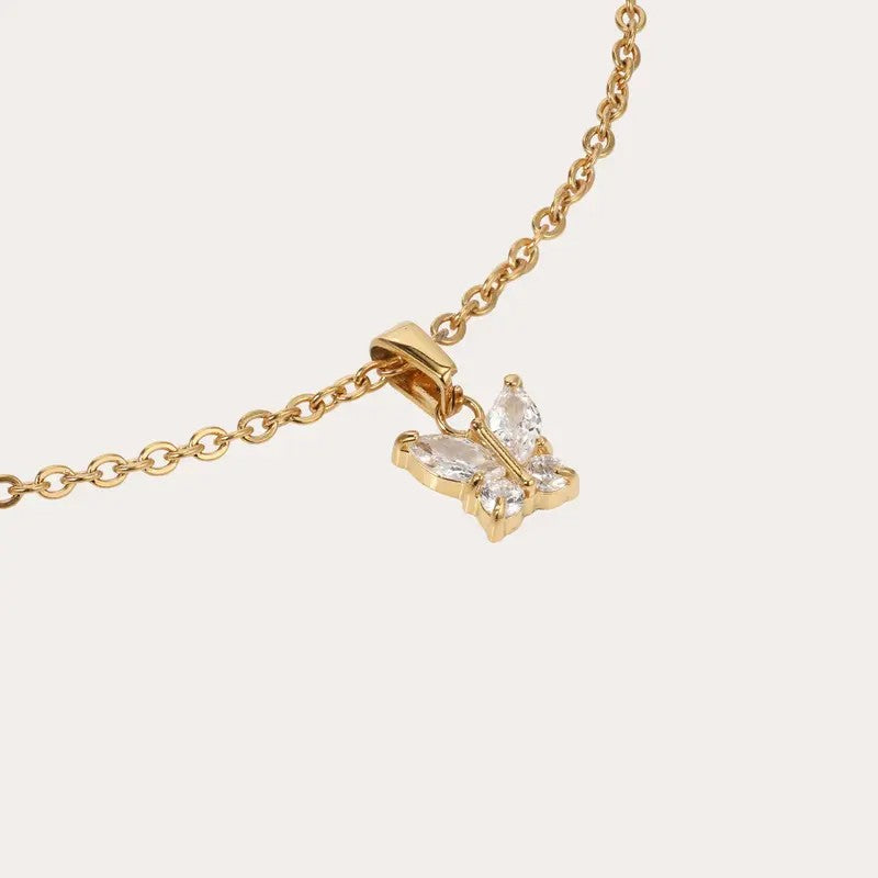 18k Dainty Butterfly Necklace