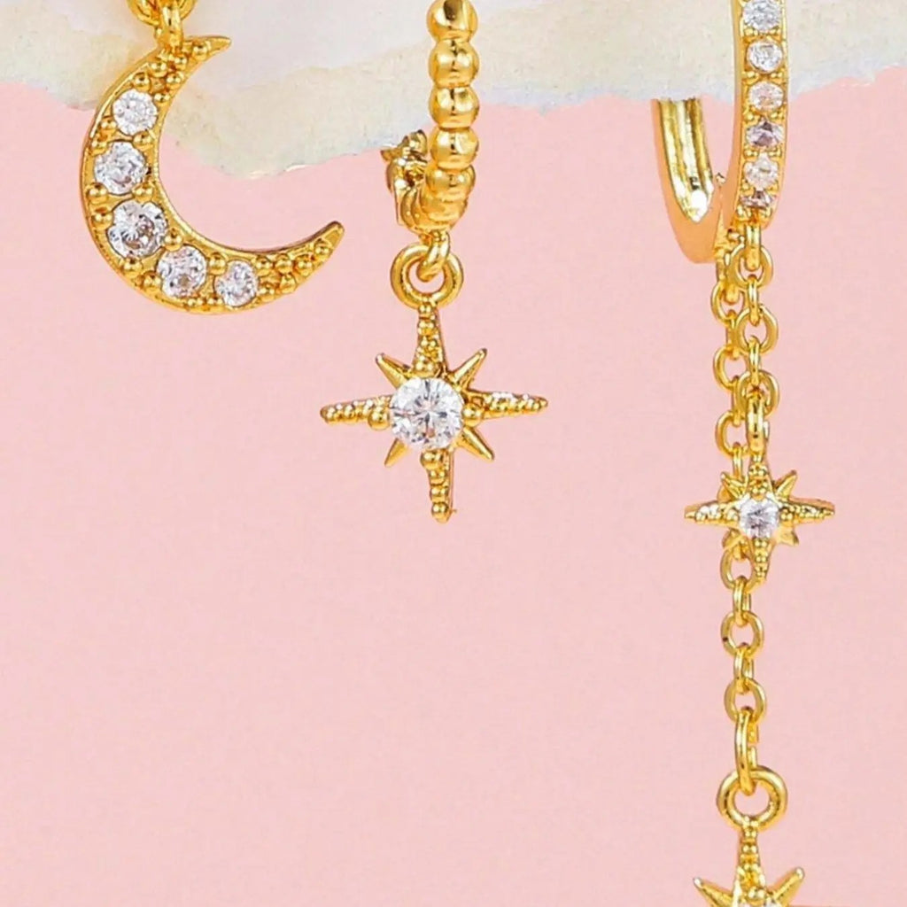 3PC Dainty Moon Star Earrings