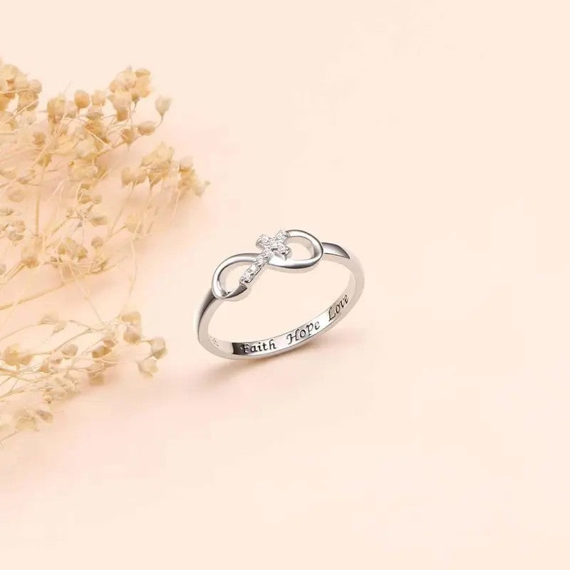 Dainty Infinity Cross Ring