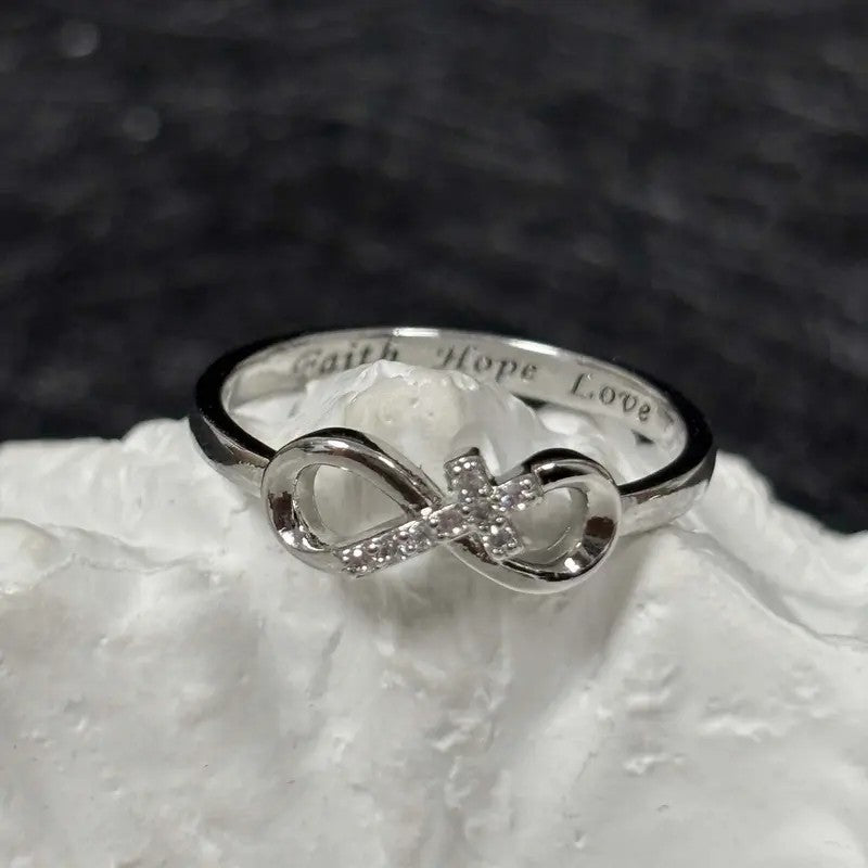 Dainty Infinity Cross Ring