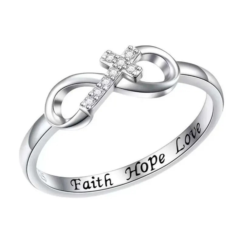 Dainty Infinity Cross Ring