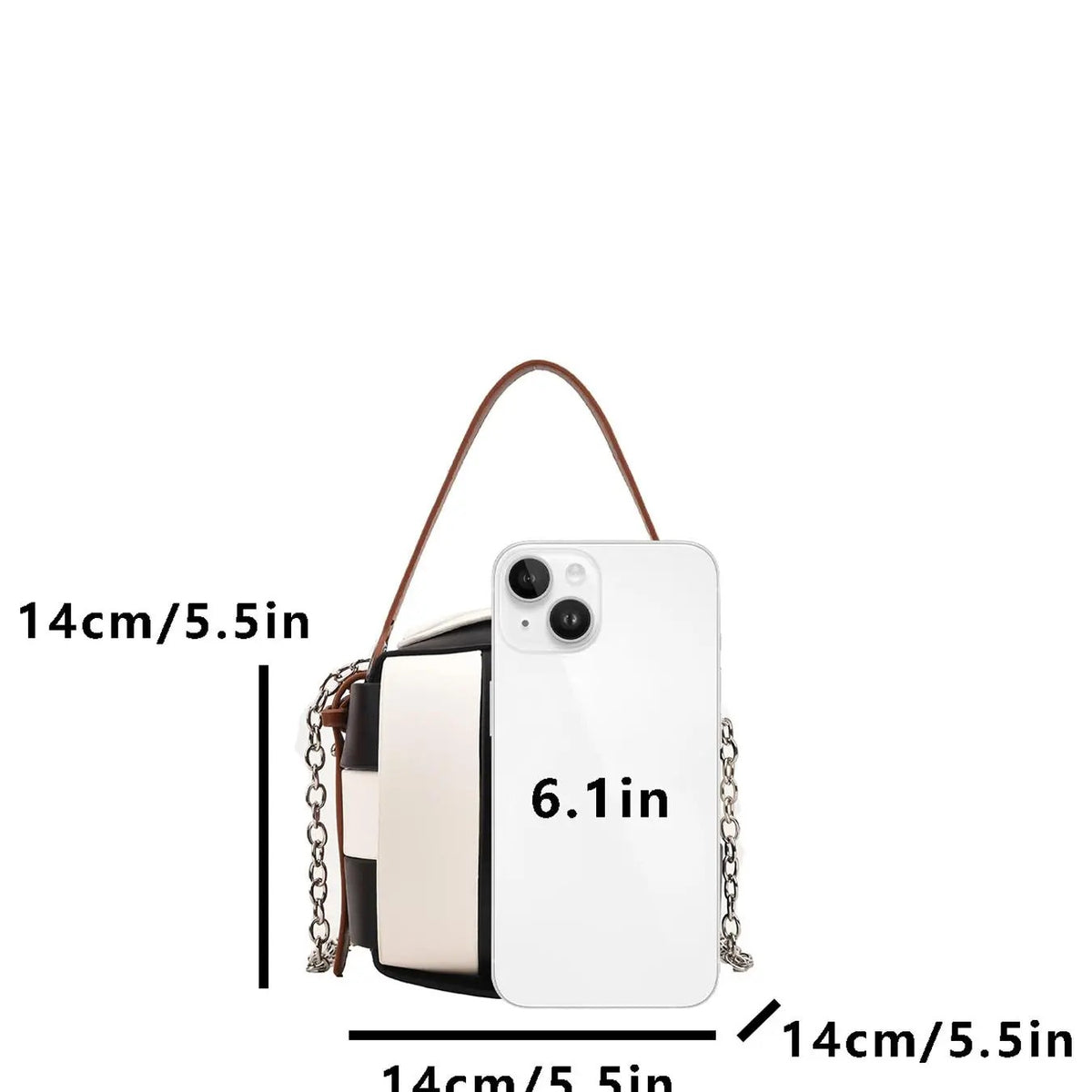 Geometric Contrast Bucket Bag