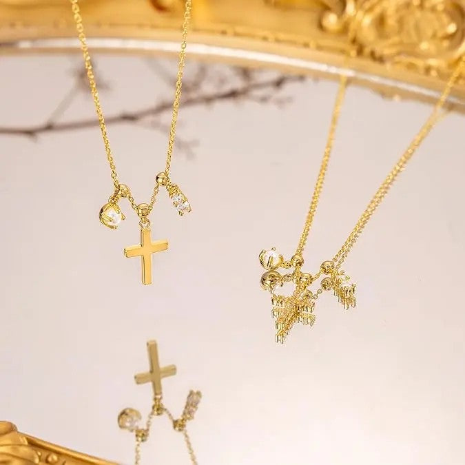 18k Pearl Cross Necklace No. 2