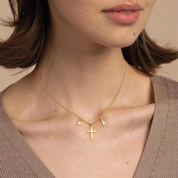 18k Pearl Cross Necklace No. 2