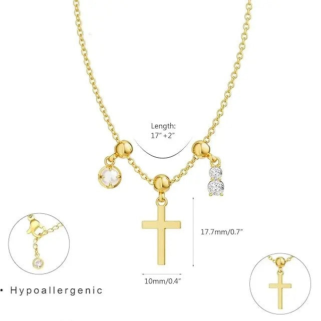 18k Pearl Cross Necklace No. 2