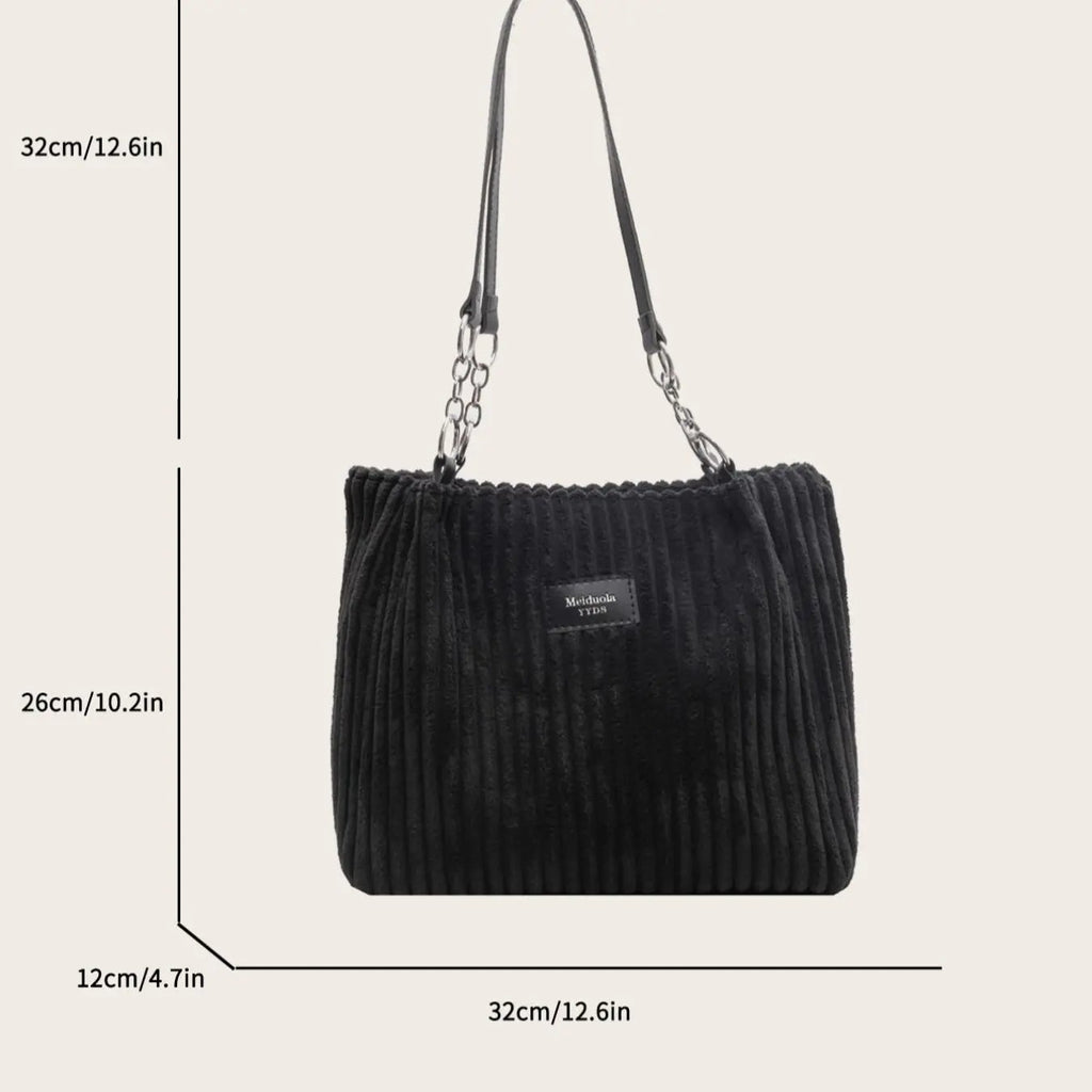 Elegant Ribbed Shoulder Bag