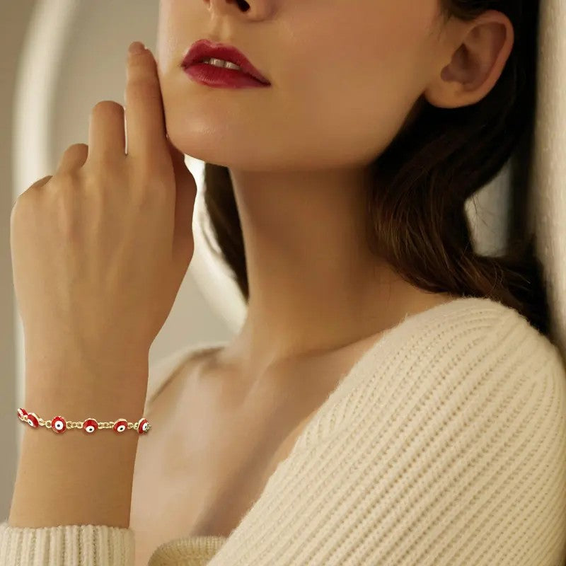 18k Elegant Red Evil Eye Bracelet