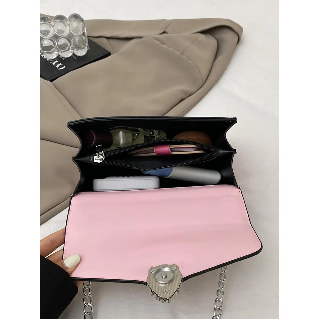 Elegant Snake Print Chain Bag