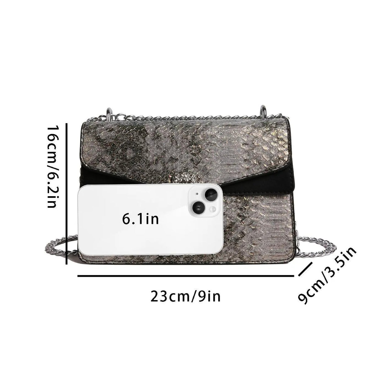 Elegant Snake Print Chain Bag