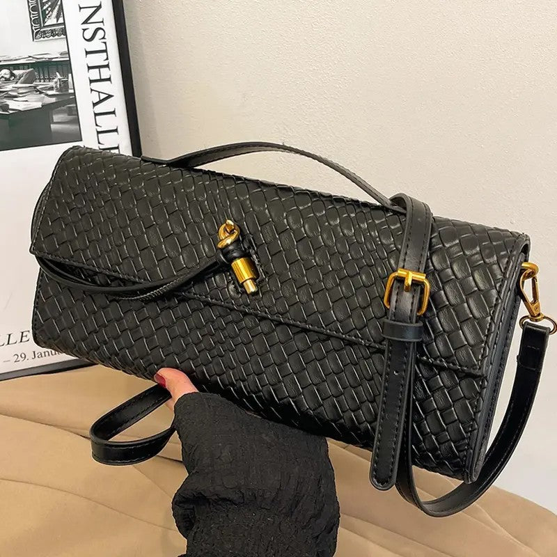 Woven Barrel Shoulder Bag