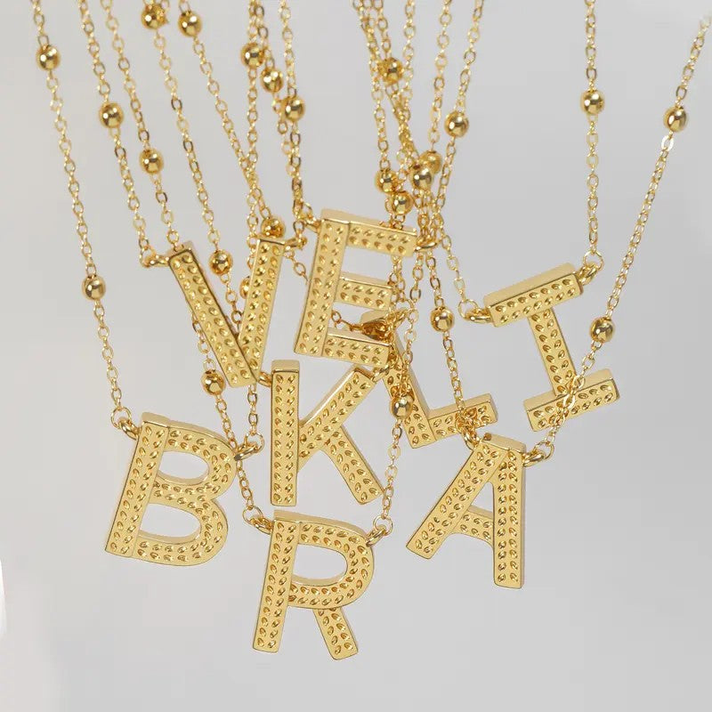 14k Dainty Initial Letter Necklace