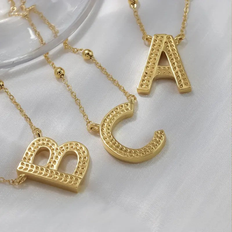 14k Dainty Initial Letter Necklace