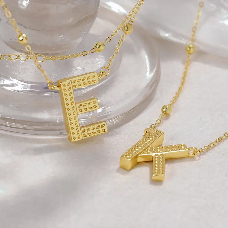 14k Dainty Initial Letter Necklace