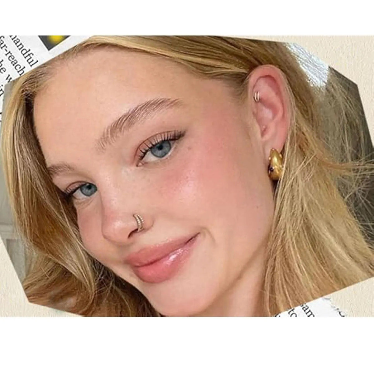 18k Paved Double Septum Hoop