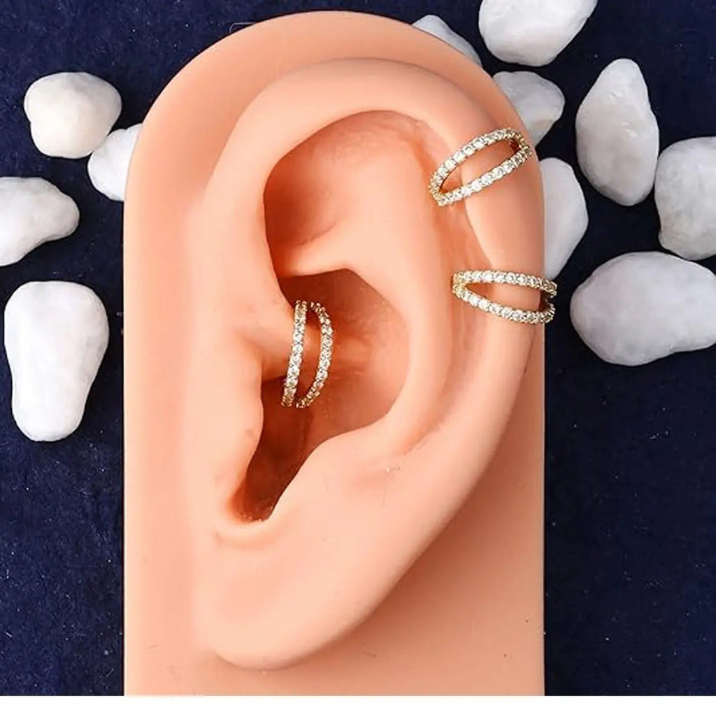 18k Paved Double Septum Hoop